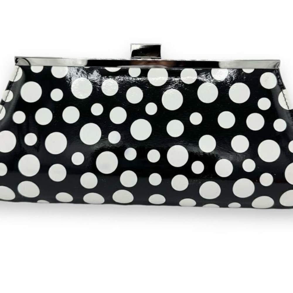 Neiman Marcus Black and White Polka Dot Clutch